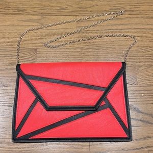Cross-body or clutch neon pink bag with removable chain strap